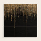 Luxury Chic Black Gold Sparkly Glitter Fringe Wood Wall Art Gallery Image 1