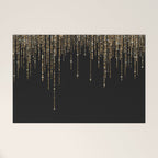 Luxury Chic Black Gold Sparkly Glitter Fringe Welcome Mat Gallery Image 1