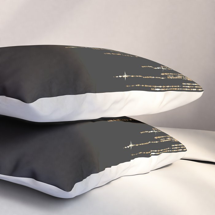 Luxury Chic Black Gold Sparkly Glitter Fringe Pillow Sham Gallery Image 3