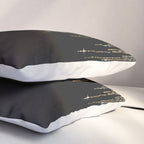 Luxury Chic Black Gold Sparkly Glitter Fringe Pillow Sham Gallery Image 3