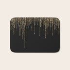 Luxury Chic Black Gold Sparkly Glitter Fringe Bath Mat Gallery Image 1