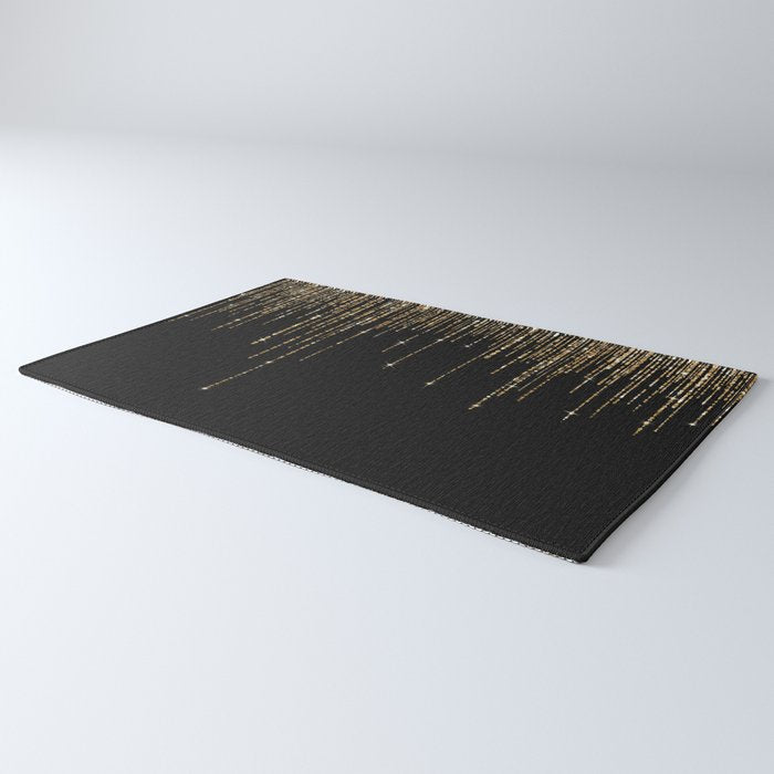 Luxury Chic Black Gold Sparkly Glitter Fringe Rug Gallery Image 3