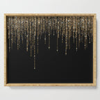 Luxury Chic Black Gold Sparkly Glitter Fringe Serving Tray Gallery Image 1