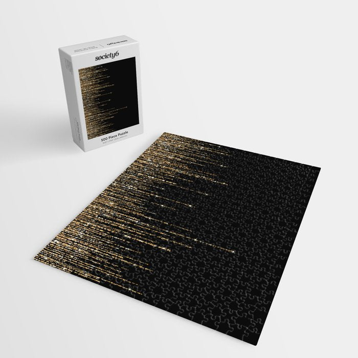 Luxury Chic Black Gold Sparkly Glitter Fringe Jigsaw Puzzle Gallery Image 2