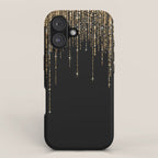Luxury Chic Black Gold Sparkly Glitter Fringe iPhone Case Gallery Image 1