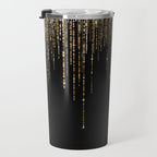 Luxury Chic Black Gold Sparkly Glitter Fringe Travel Mug Gallery Image 3