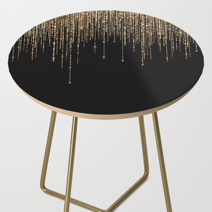 Luxury Chic Black Gold Sparkly Glitter Fringe Side Table Gallery Image 2