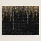 Luxury Chic Black Gold Sparkly Glitter Fringe Jigsaw Puzzle Gallery Image 1