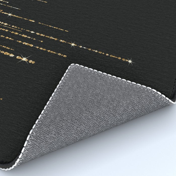 Luxury Chic Black Gold Sparkly Glitter Fringe Rug Gallery Image 4