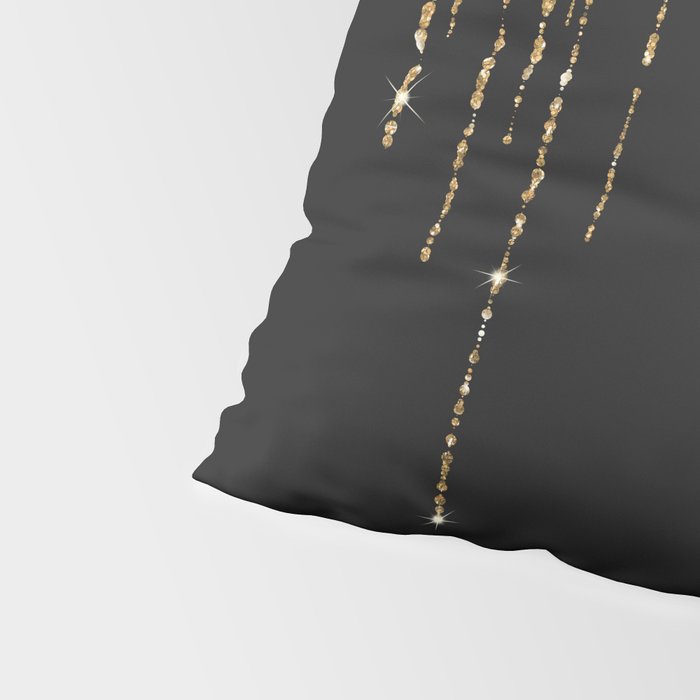 Luxury Chic Black Gold Sparkly Glitter Fringe Pillow Sham Gallery Image 4