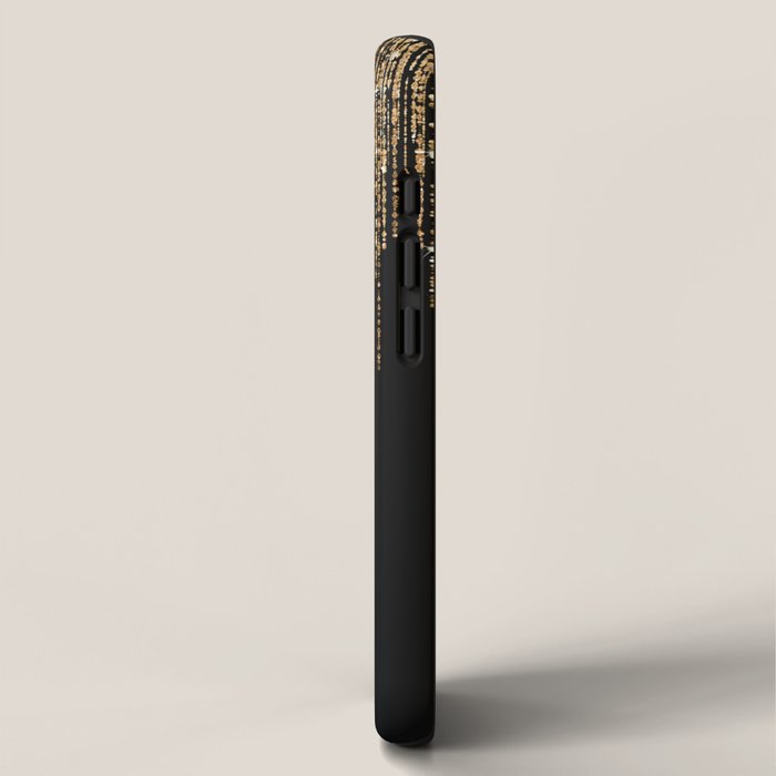 Luxury Chic Black Gold Sparkly Glitter Fringe iPhone Case Gallery Image 2