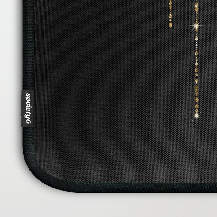 Luxury Chic Black Gold Sparkly Glitter Fringe Laptop Sleeve Gallery Image 3