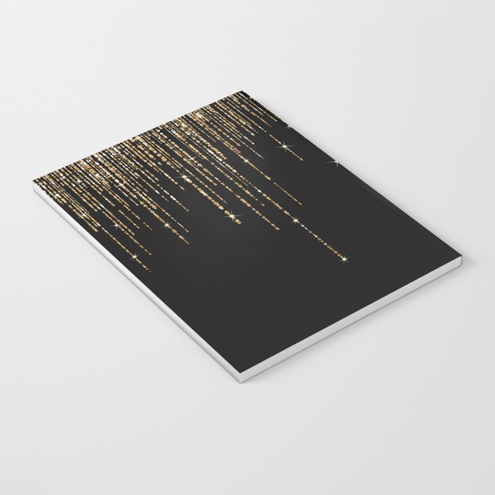 Luxury Chic Black Gold Sparkly Glitter Fringe Notebook Gallery Image 3