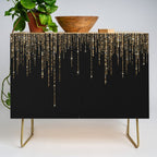 Luxury Chic Black Gold Sparkly Glitter Fringe Credenza Gallery Image 1