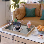 Luxury Chic Black Gold Sparkly Glitter Fringe Serving Tray Gallery Image 2