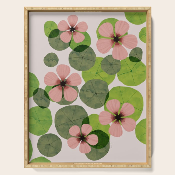 Green water lilies Serving Tray Gallery Image 1