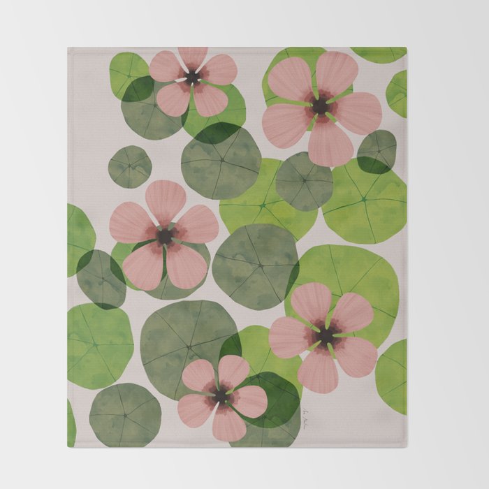 Green water lilies Throw Blanket Gallery Image 2