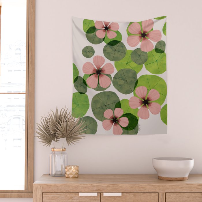 Green water lilies Wall Tapestry Gallery Image 2