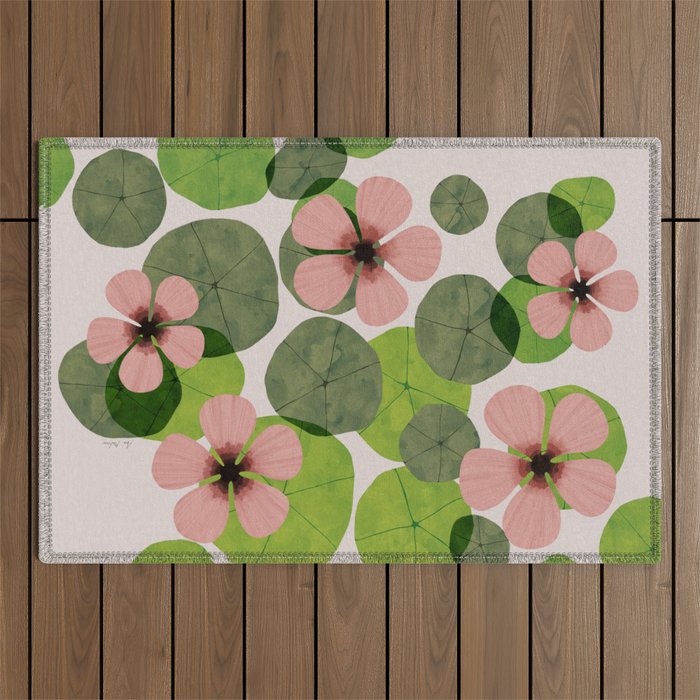 Green water lilies Outdoor Rug Gallery Image 1