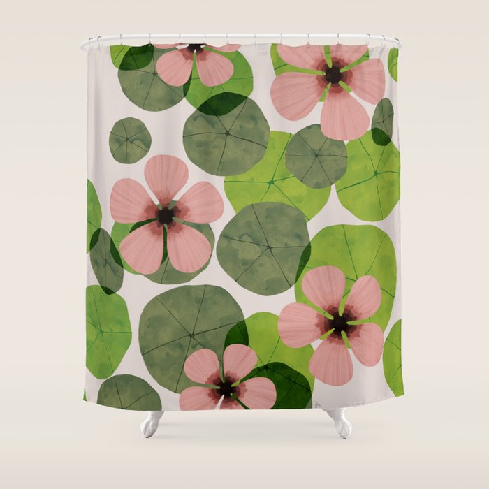 Green water lilies Shower Curtain Gallery Image 1