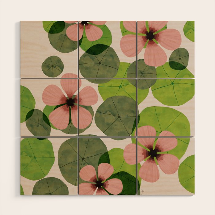 Green water lilies Wood Wall Art Gallery Image 1