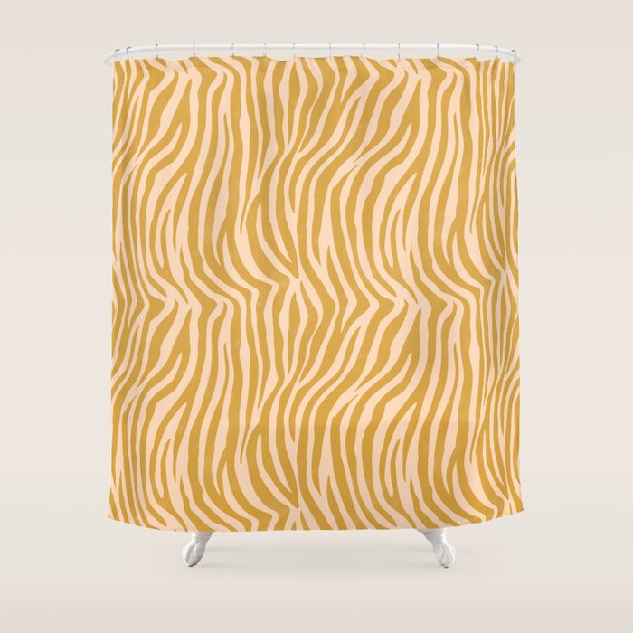 Dopamine Zebra Print In Amber Yellow Shower Curtain Gallery Image 1