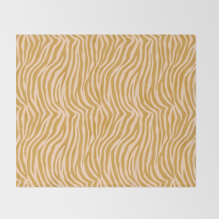 Dopamine Zebra Print In Amber Yellow Throw Blanket Gallery Image 2