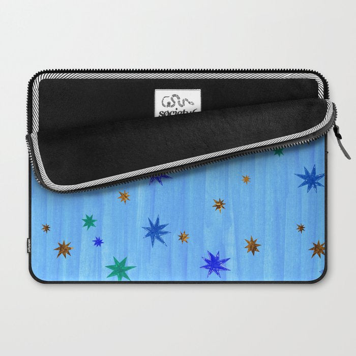 Celestial Star Twinkle in Blue Watercolor Laptop Sleeve Gallery Image 2