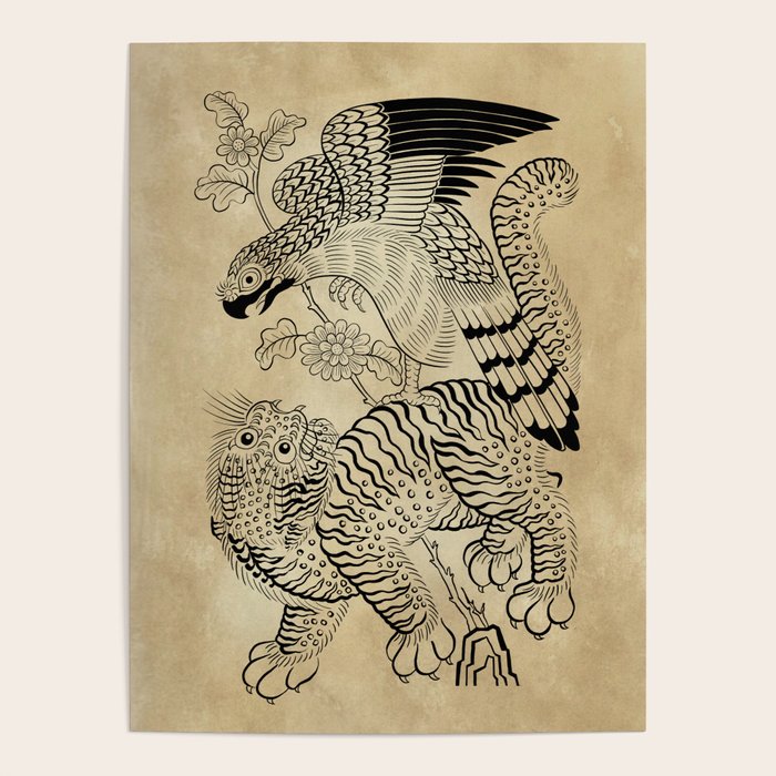Tiger and hawk Type1 - Minhwa-Korean traditional folk art Poster Gallery Image 4