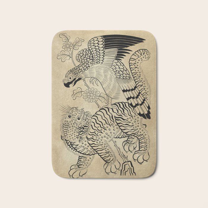Tiger and hawk Type1 - Minhwa-Korean traditional folk art Bath Mat Gallery Image 1