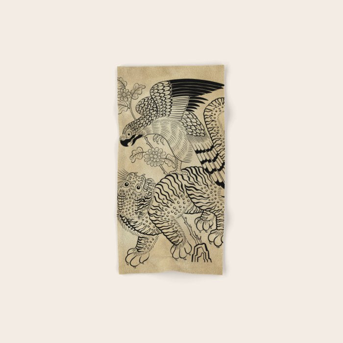 Tiger and hawk Type1 - Minhwa-Korean traditional folk art Bath Towel Gallery Image 1