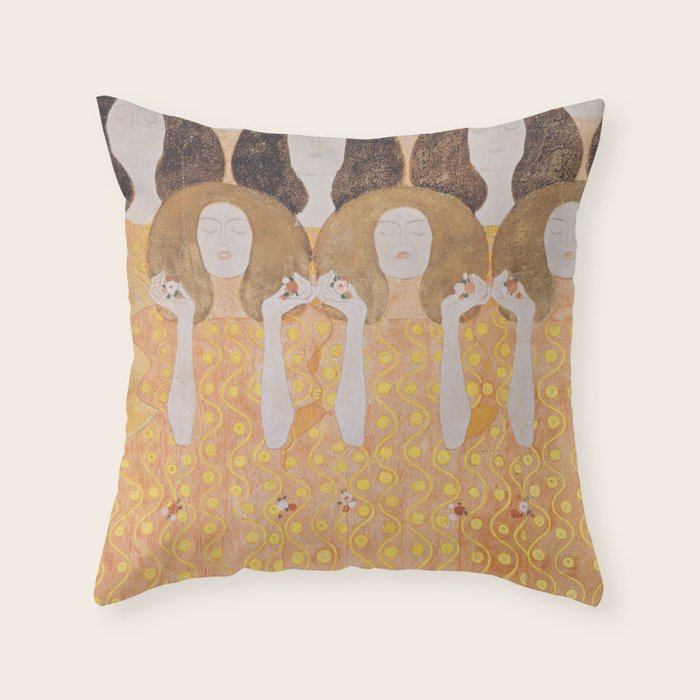Gustav Klimt - Choir of Angels (Chor Der Paradiesengel) Throw Pillow Gallery Image 6