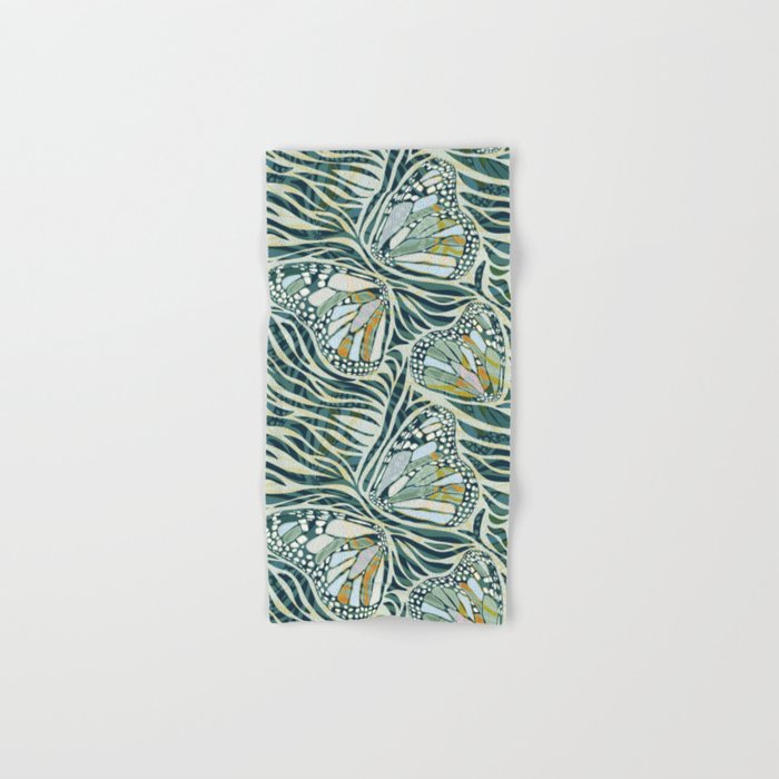 Abstract Retro Boho Butterfly Zebra Pattern - teal green Bath Towel Gallery Image 1