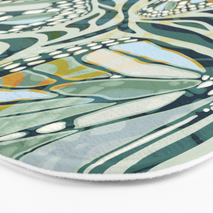 Abstract Retro Boho Butterfly Zebra Pattern - teal green Bath Mat Gallery Image 3