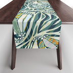 Abstract Retro Boho Butterfly Zebra Pattern - teal green Table Runner Gallery Image 1