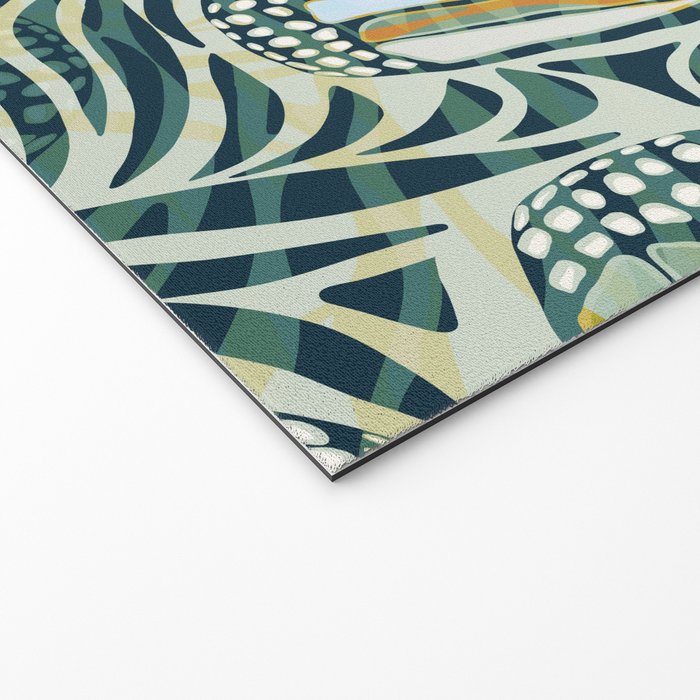 Abstract Retro Boho Butterfly Zebra Pattern - teal green Welcome Mat Gallery Image 2