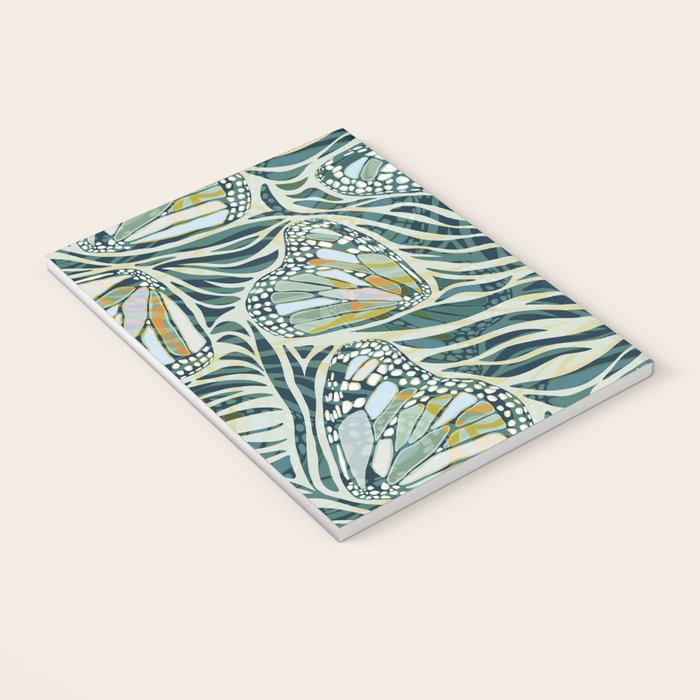 Abstract Retro Boho Butterfly Zebra Pattern - teal green Notebook Gallery Image 3
