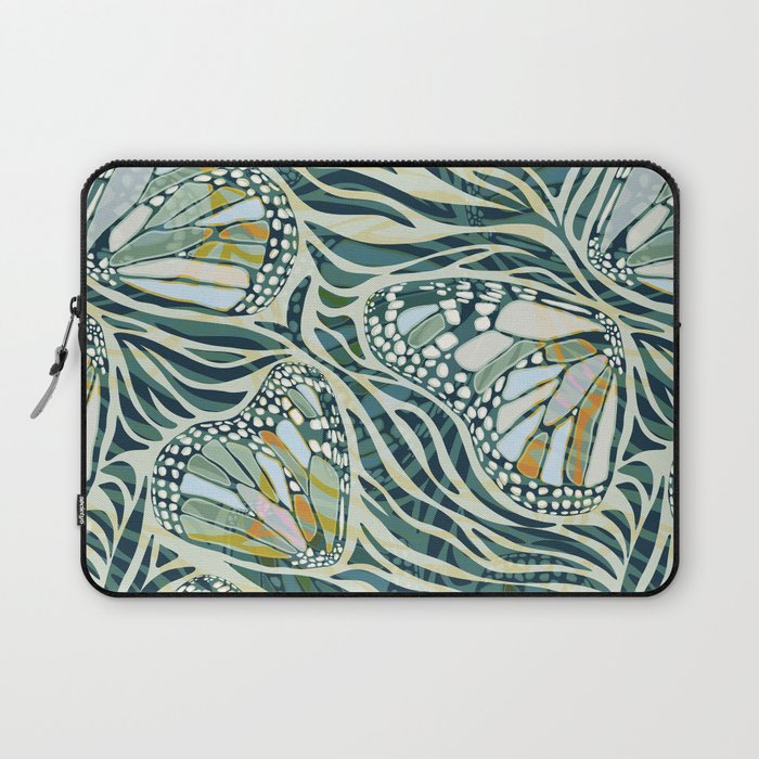 Abstract Retro Boho Butterfly Zebra Pattern - teal green Laptop Sleeve Gallery Image 1