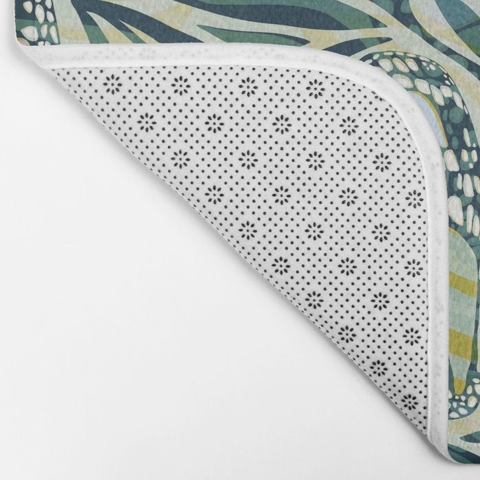 Abstract Retro Boho Butterfly Zebra Pattern - teal green Bath Mat Gallery Image 2