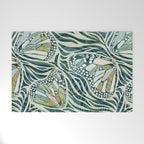 Abstract Retro Boho Butterfly Zebra Pattern - teal green Welcome Mat Gallery Image 1