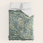 Abstract Retro Boho Butterfly Zebra Pattern - teal green Duvet Cover Gallery Image 6