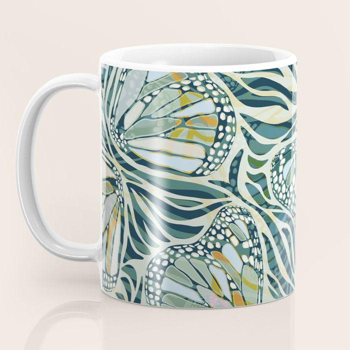 Abstract Retro Boho Butterfly Zebra Pattern - teal green Coffee Mug Gallery Image 3