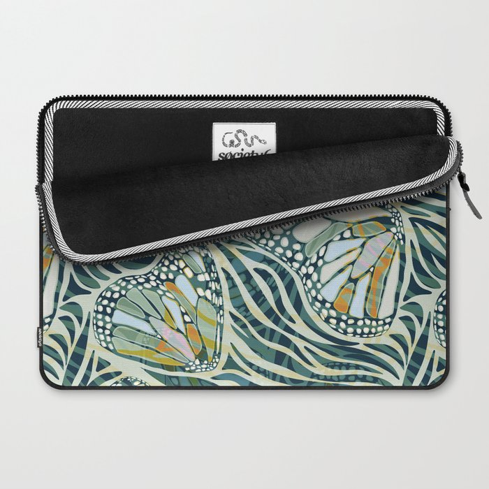Abstract Retro Boho Butterfly Zebra Pattern - teal green Laptop Sleeve Gallery Image 2