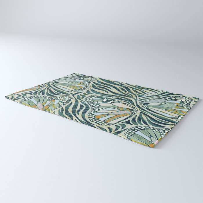 Abstract Retro Boho Butterfly Zebra Pattern - teal green Rug Gallery Image 3