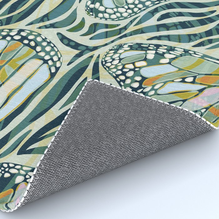 Abstract Retro Boho Butterfly Zebra Pattern - teal green Rug Gallery Image 4