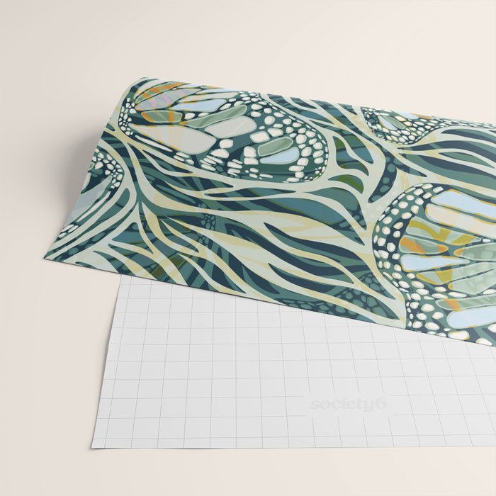 Abstract Retro Boho Butterfly Zebra Pattern - teal green Wrapping Paper Gallery Image 2