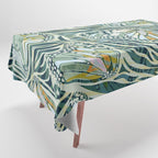 Abstract Retro Boho Butterfly Zebra Pattern - teal green Tablecloth Gallery Image 1