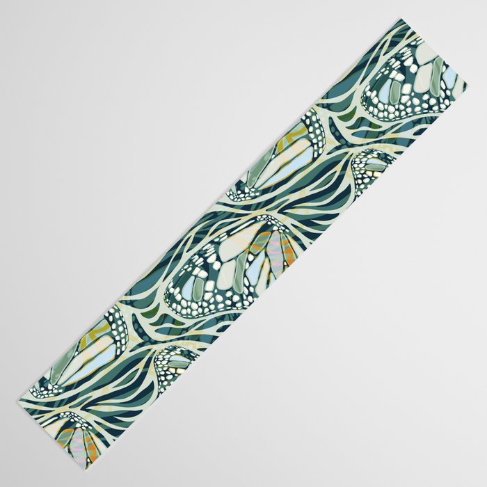 Abstract Retro Boho Butterfly Zebra Pattern - teal green Table Runner Gallery Image 3