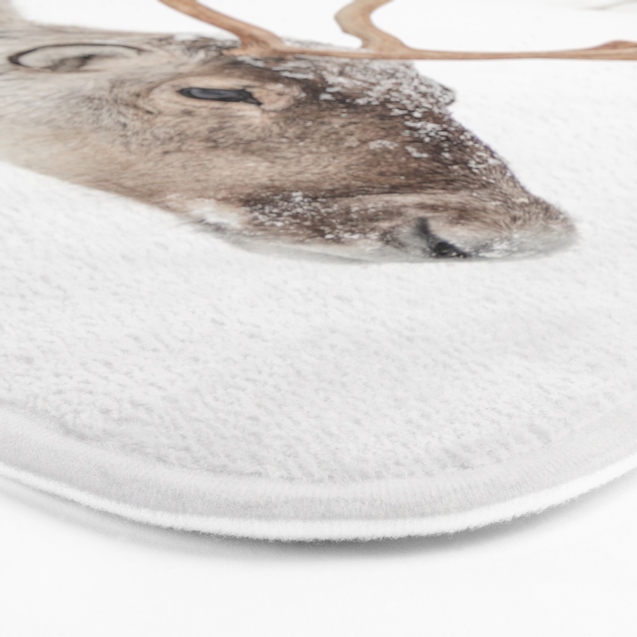 Reindeer With Antlers Art Print | Tromsø Norway Animal Snow Photo | Arctic Winter Travel Photography Bath Mat Gallery Image 3