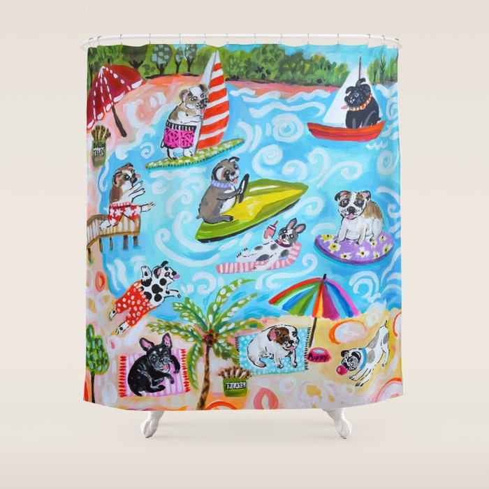Dogs at the Beach Shower Curtain Gallery Image 1